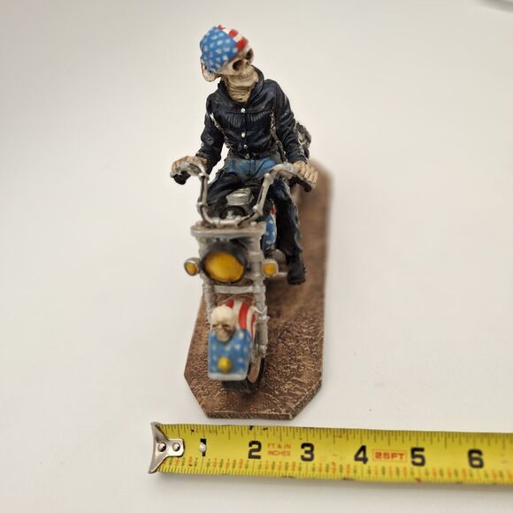 Skeleton Biker On Patriot Fat Boy Motorcycle Resin Figurine-Last Ride Motorcycle - Picture 9 of 11